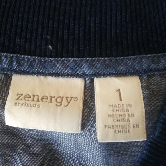 Chico's Zenergy women's size 1 Medium denim bomber jacket - Picture 11 of 14